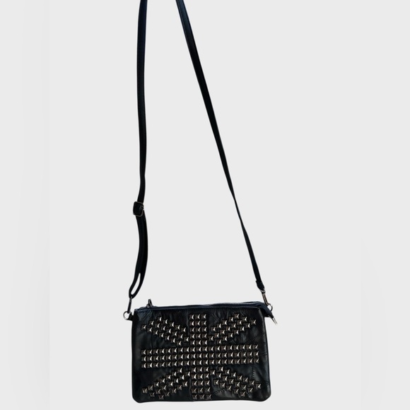 SSAMZIE Studded Black Leather Crossbody Bag Korean - Picture 13 of 13